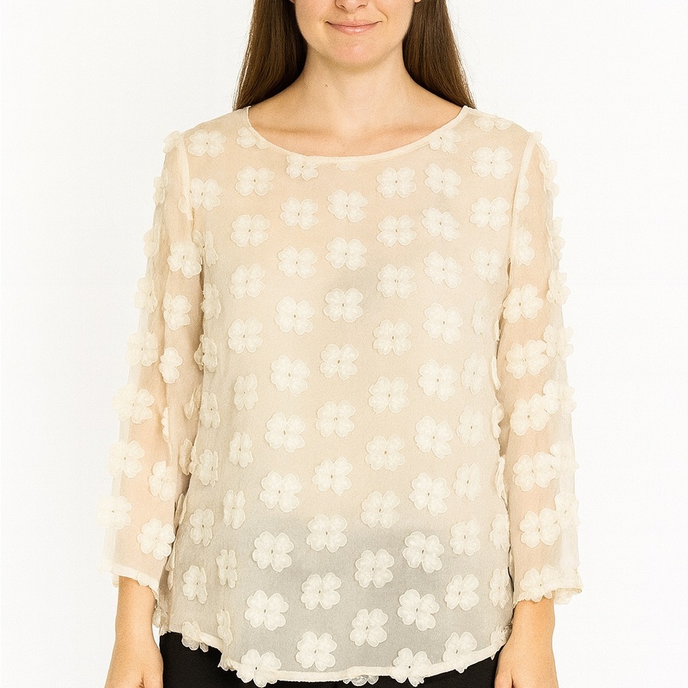 New York &‎ Co. 3D Floral Blouse, Size S